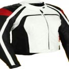 MOTORCYCLE LEATHER RACING JACKET WHITE FULL SIZE 2XL