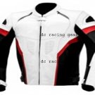 MOTORCYCLE LEATHER RACING DC546 JACKET WHITE FULL SIZE XL