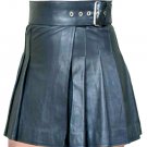 New ladies black leather short Scottish kilt Size 28