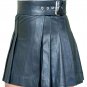 New ladies black leather short Scottish kilt Size 28