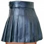 New ladies black leather short Scottish kilt Size 28