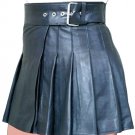 New ladies black leather short Scottish kilt Size 36