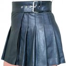 New ladies black leather short Scottish kilt Size 42