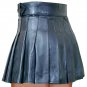 New ladies black leather short Scottish kilt Size 42