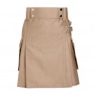 Ladies Khaki Utility Scottish Kilt Skirt Size 46