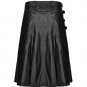 Scottish Leather Men Utility Kilt Black COW Hide Leather Kilt Size 30