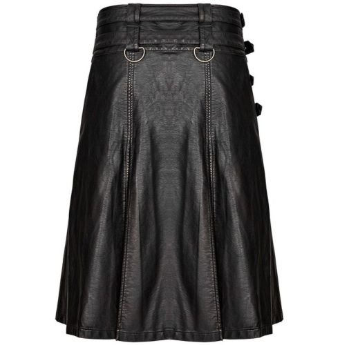 Scottish Leather Men Utility Kilt Black COW Hide Leather Kilt Size 32