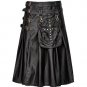 Scottish Leather Men Utility Kilt Black COW Hide Leather Kilt Size 40