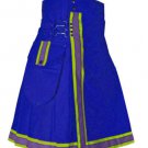 Scottish Handmade Fashion Sports Wear Blue Men Utility Cotton Size 34