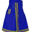 Scottish Handmade Fashion Sports Wear Blue Men Utility Cotton Size 52