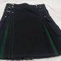 Men Active Handmade Black & Green Hybrid Cargo Pockets Fashion Utility Kilts Size  34