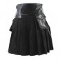 DESIGNER-MEN-GENUINE-LEATHER-GLADIATOR-SCOTTISH-WARRIOR-PLEATED-STYLE-KILT SIZE 30
