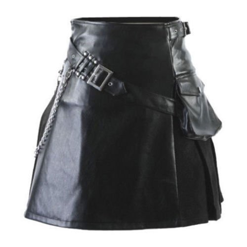 DESIGNER-MEN-GENUINE-LEATHER-GLADIATOR-SCOTTISH-WARRIOR-PLEATED-STYLE-KILT SIZE 58