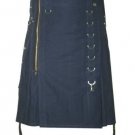 New Active Men Scottish Highlander Ten Blue Tactical kilts for men with multi metal work Size 32