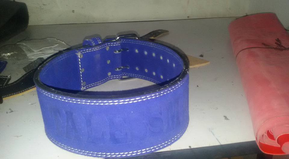 Body fitness gym training customize leather belt size l blue color