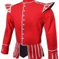 Scottish Military Dress To Impress Piper Drummer Band Doublet Jacket Red & Golden Size M