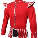 Scottish Military Dress To Impress Piper Drummer Band Doublet Jacket Red & Golden Size XL