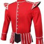 Scottish Military Dress To Impress Piper Drummer Band Doublet Jacket Red & Golden Size XL