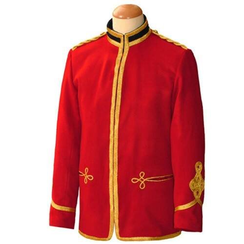 Scottish Highlander Men Military Piper Drummer Doublet Pipe Band Jacket Size L Color Red