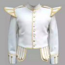 New Scottish Highlander Men Military Piper Drummer White Doublet Pipe Band Jacket Size L