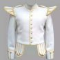 New Scottish Highlander Men Military Piper Drummer White Doublet Pipe Band Jacket Size M