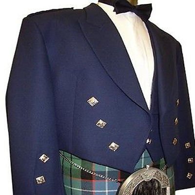 Scottish Highlander Men Prince Charlie Style Coat Fashion Dress To Impress Jacket Size XL Color Blue