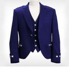 Scottish Argyle Highlander Men Prince Style Coat With Vest Fashion Jacket Size L Color Blue