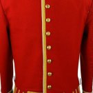 Scottish Highlander Men Military Piper Drummer Doublet Coat Pipe Band Jacket Size L Color Red