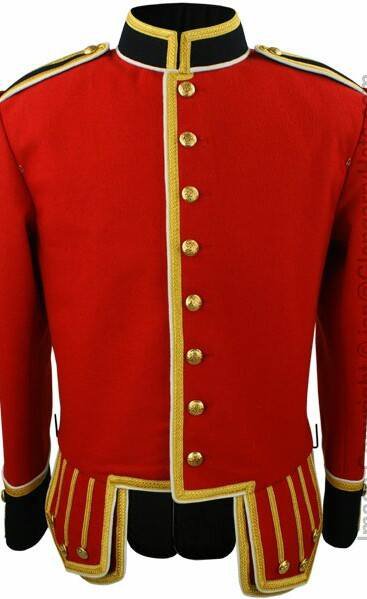 Scottish Highlander Men Military Piper Drummer Doublet Coat Pipe Band Jacket Size M Color Red