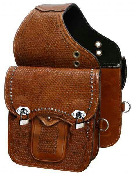 NEW HERITAGE BROWN COLOR STUD MOTORCYCLE MOTORBIKE LEATHER SADDLE BAG ART 877