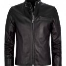 NEW MEN,S FASHION LEATHER MOTORCYCLE BLACK JACKET SIZE XS