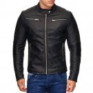 NEW MEN,S CLASSIC FASHION LEATHER MOTORCYCLE BLACK JACKET SIZE 5XL