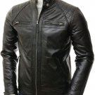NEW MEN,S LATEST FASHION STYLE LEATHER MOTORCYCLE BLACK JACKET SIZE M