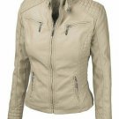 NEW MEN,S LATEST FASHION STYLE LEATHER MOTORCYCLE BEIGE JACKET SIZE 4XL