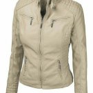 NEW MEN,S LATEST FASHION STYLE LEATHER MOTORCYCLE BEIGE JACKET SIZE 2XL