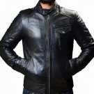 NEW MEN,S FASHION STYLISH LOOKING LEATHER MOTORCYCLE BLACK JACKET SIZE XS