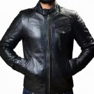 NEW MEN,S FASHION STYLISH LOOKING LEATHER MOTORCYCLE BLACK JACKET SIZE 5XL
