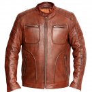 NEW MEN,S FASHION DRESS TO IMPRESS LEATHER MOTORCYCLE BROWN JACKET GS3756 SIZE 4XL
