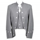 New Scottish Highlander Men Sherrifmuir Grey Pride Kilt Style Coat Fashion Jacket Size L