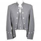 New Scottish Highlander Men Sherrifmuir Grey Pride Kilt Style Coat Fashion Jacket Size 3XL