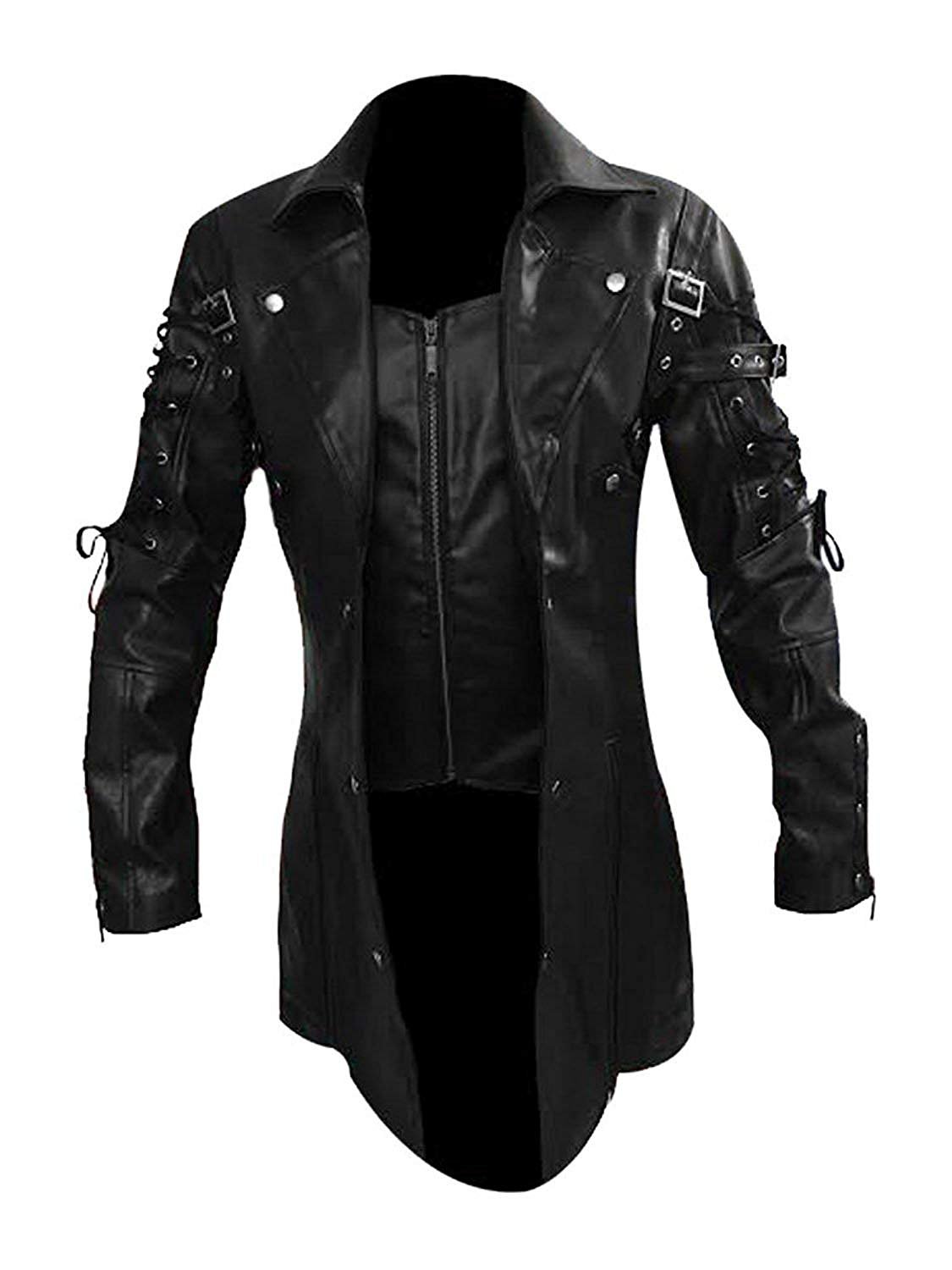 NEW MEN,S FASHION GOTHIC STYLE LEATHER MOTORCYCLE BLACK JACKET GS3788 SIZE M