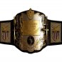 AWA WORLD HEAVYWEIGHT WRESTLING CHAMPIONSHIP BELT ADULT SIZE BLACK LEATHER STRAP