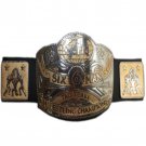 WORLD SIX MAN TAG TEAM WRESTLING CHAMPIONSHIP BELT ADULT SIZE BLACK LEATHER STRAP