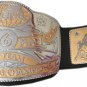 WORLD SIX MAN TAG TEAM WRESTLING CHAMPIONSHIP BELT ADULT SIZE BLACK LEATHER STRAP