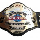 NWA CONTINENTAL HEAVYWEIGHT WRESTLING CHAMPIONSHIP BELT BLACK LEATHER STRAP ADULT SIZE