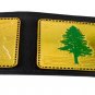 RUMBLE IN THE REDWOODS PACIFIC NORTHCOAST CHAMPIONSHIP BELT BLACK LEATHER STRAP ADULT SIZE