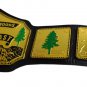 RUMBLE IN THE REDWOODS PACIFIC NORTHCOAST CHAMPIONSHIP BELT BLACK LEATHER STRAP ADULT SIZE