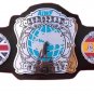 AIWF EUROPEAN CHAMPIONSHIP BELT BLACK LEATHER STRAP ADULT SIZE
