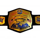 BACONMANIA BACON WORLD WRESTLING CHAMPIONSHIP BELT BLACK LEATHER STRAP ADULT SIZE