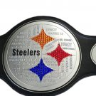 SUPER BOWL X STEELERS BELT BLACK LEATHER STRAP ADULT SIZE